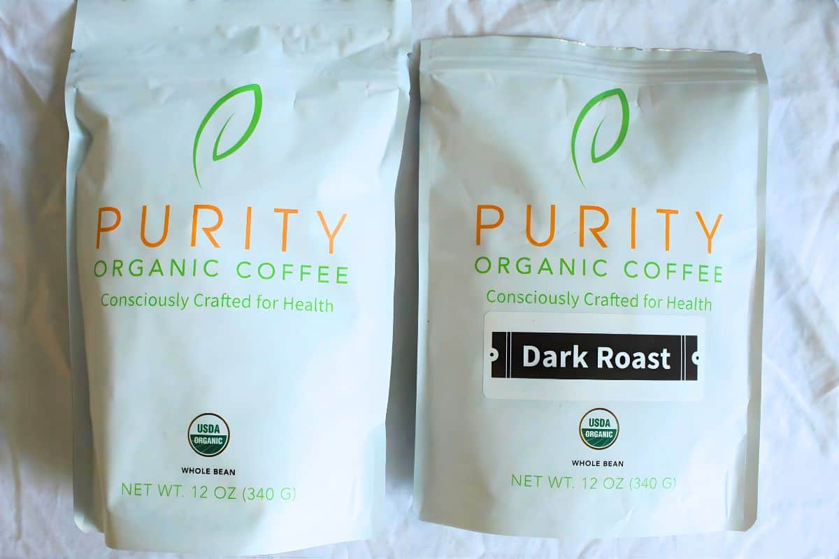 two packs of 12 oz. of organic coffee from Purity.