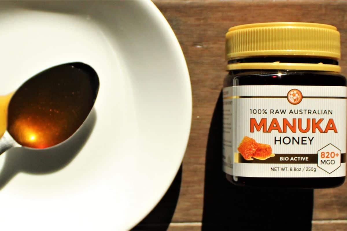 manuka honey in a jar.