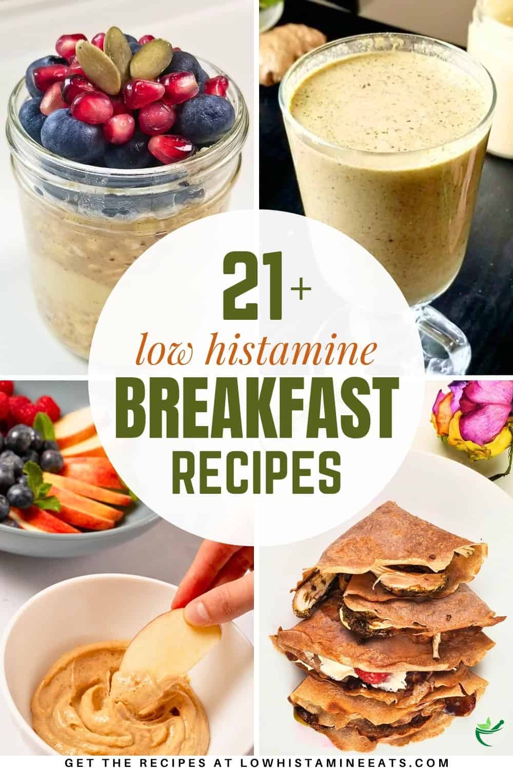 A vibrant collage featuring a variety of colorful low histamine breakfast recipes.
