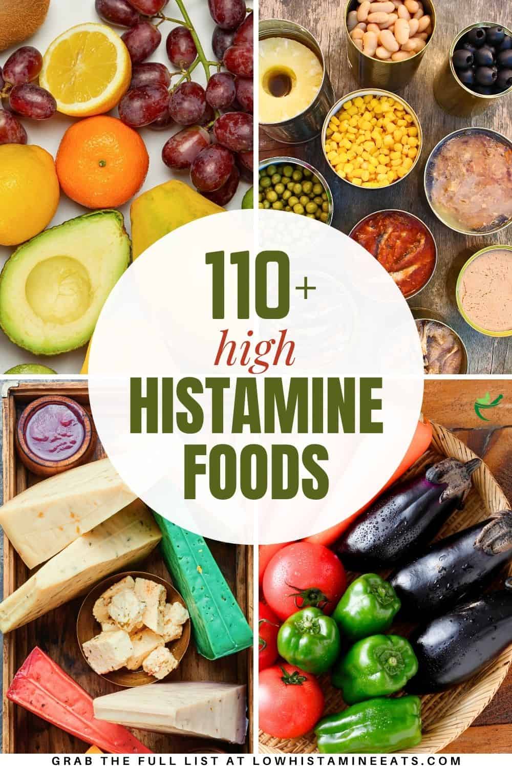 A colorful collage displaying a variety of high histamine foods.
