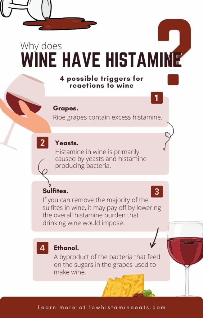 infographic detailing the reasons behind the presence of histamine in wine.