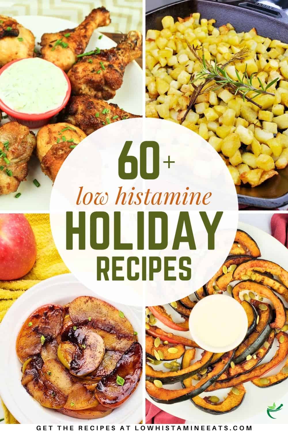 A colorful collage displaying a variety of low histamine holiday recipes