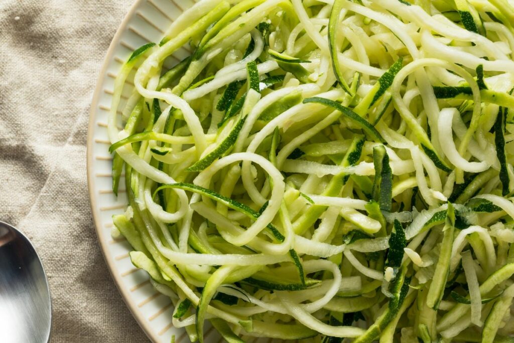 zucchini noodles (zoodles) on a plate.