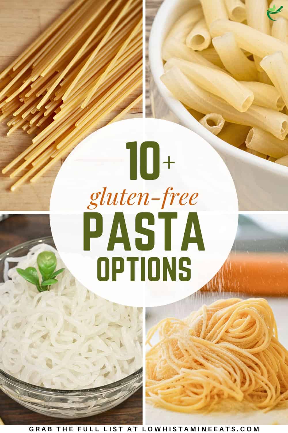 A collage featuring various gluten-free pasta options.