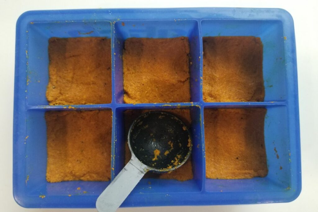 Turmeric paste in a silicone ice cube tray.