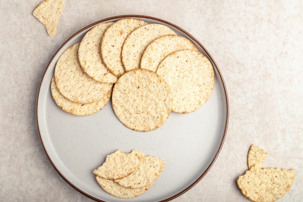 circular arrangement of gluten-free crackers.