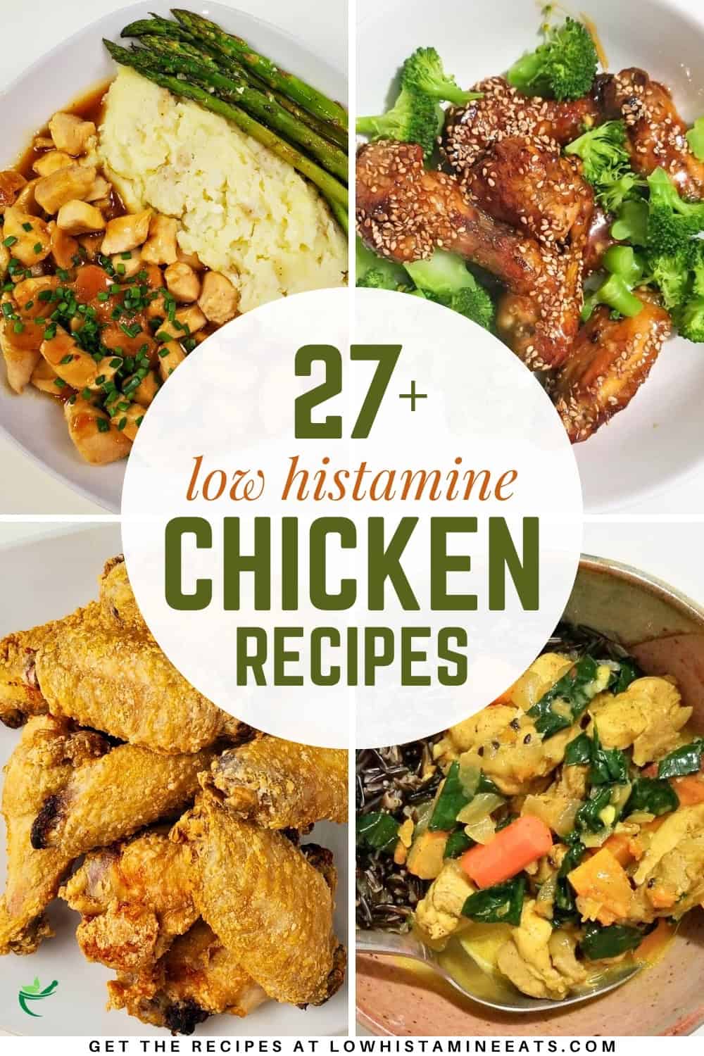 A collage featuring various low histamine chicken recipes.
