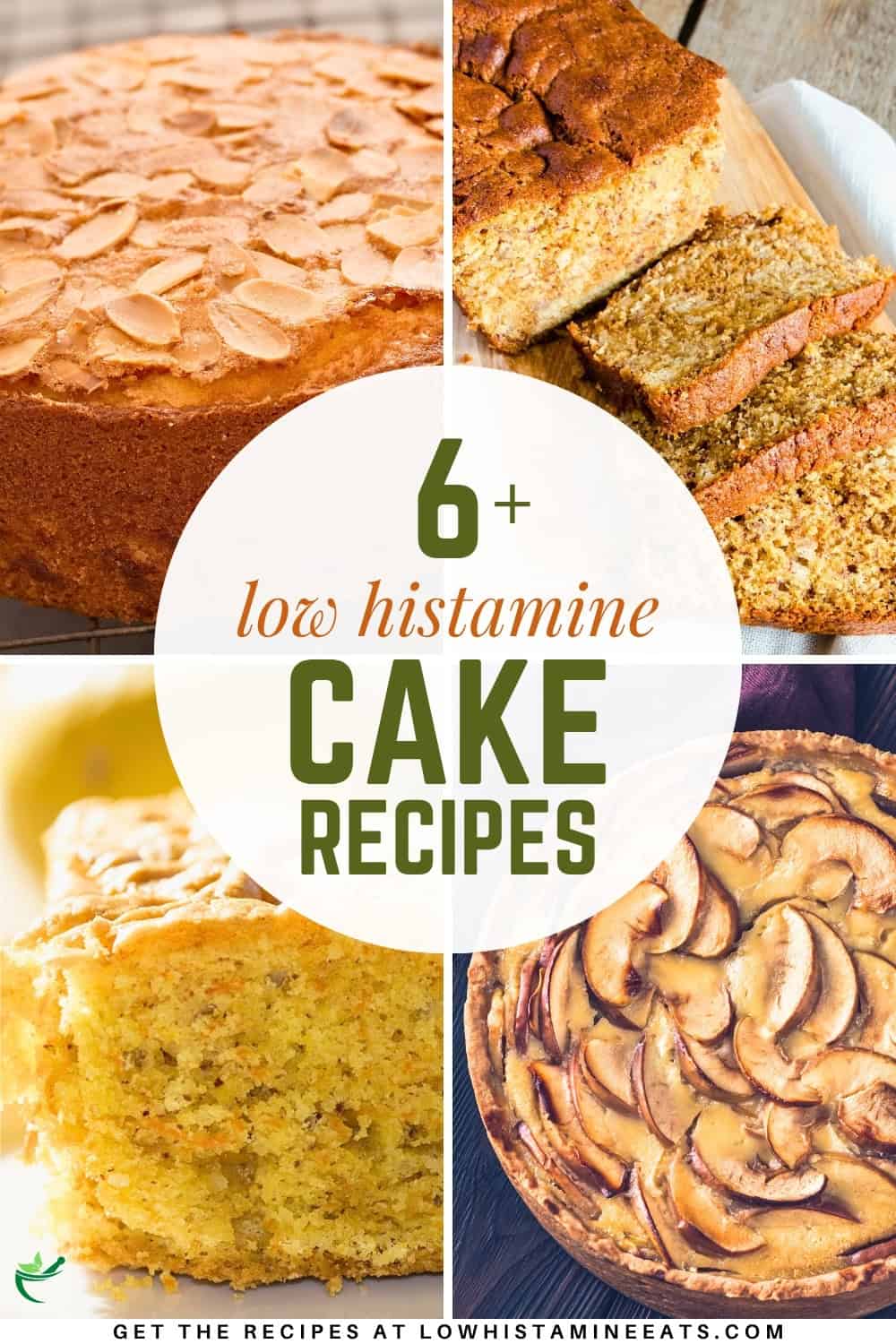 A collage featuring various low histamine cake recipes.