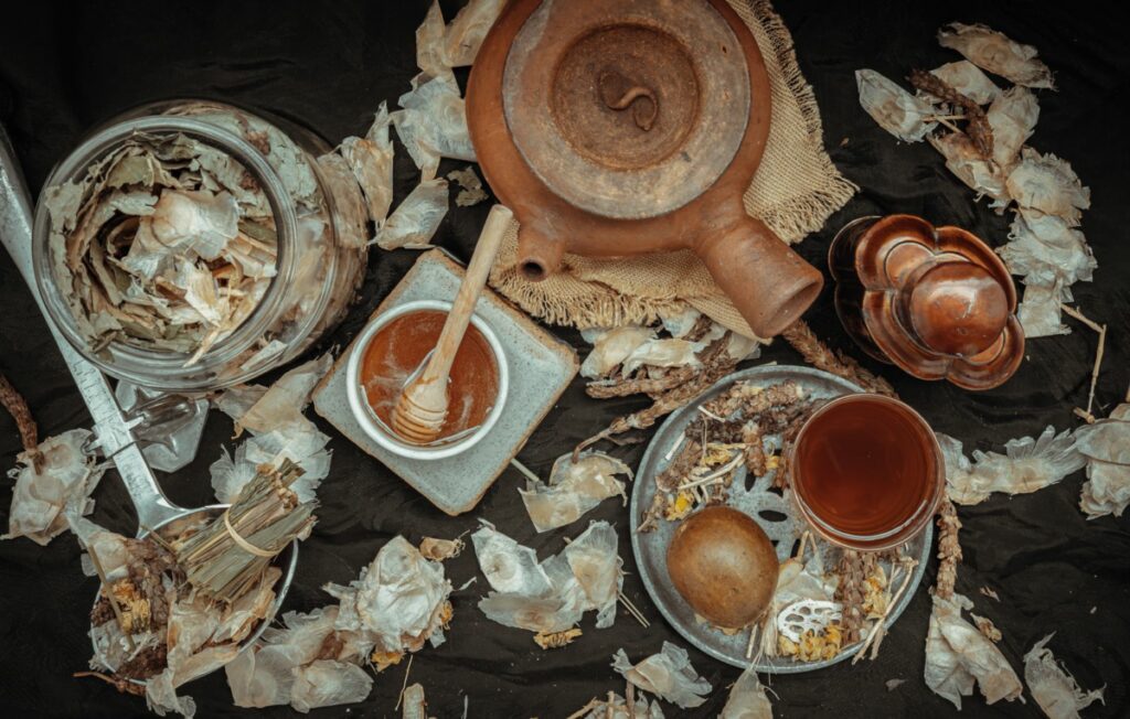 Chinese herbal tea set.