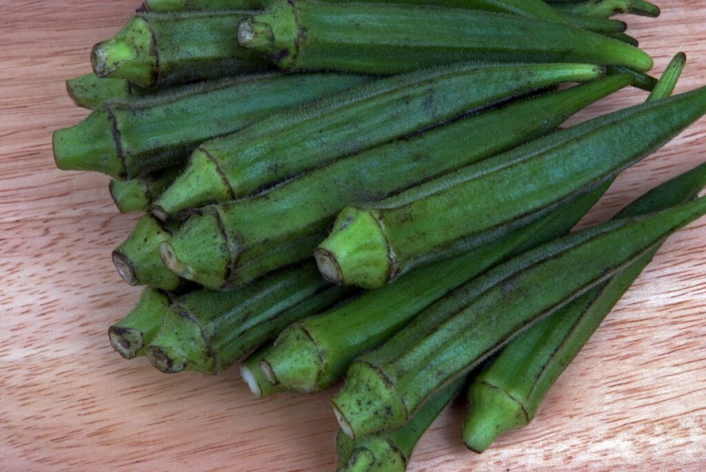 A bunch of fresh okras.