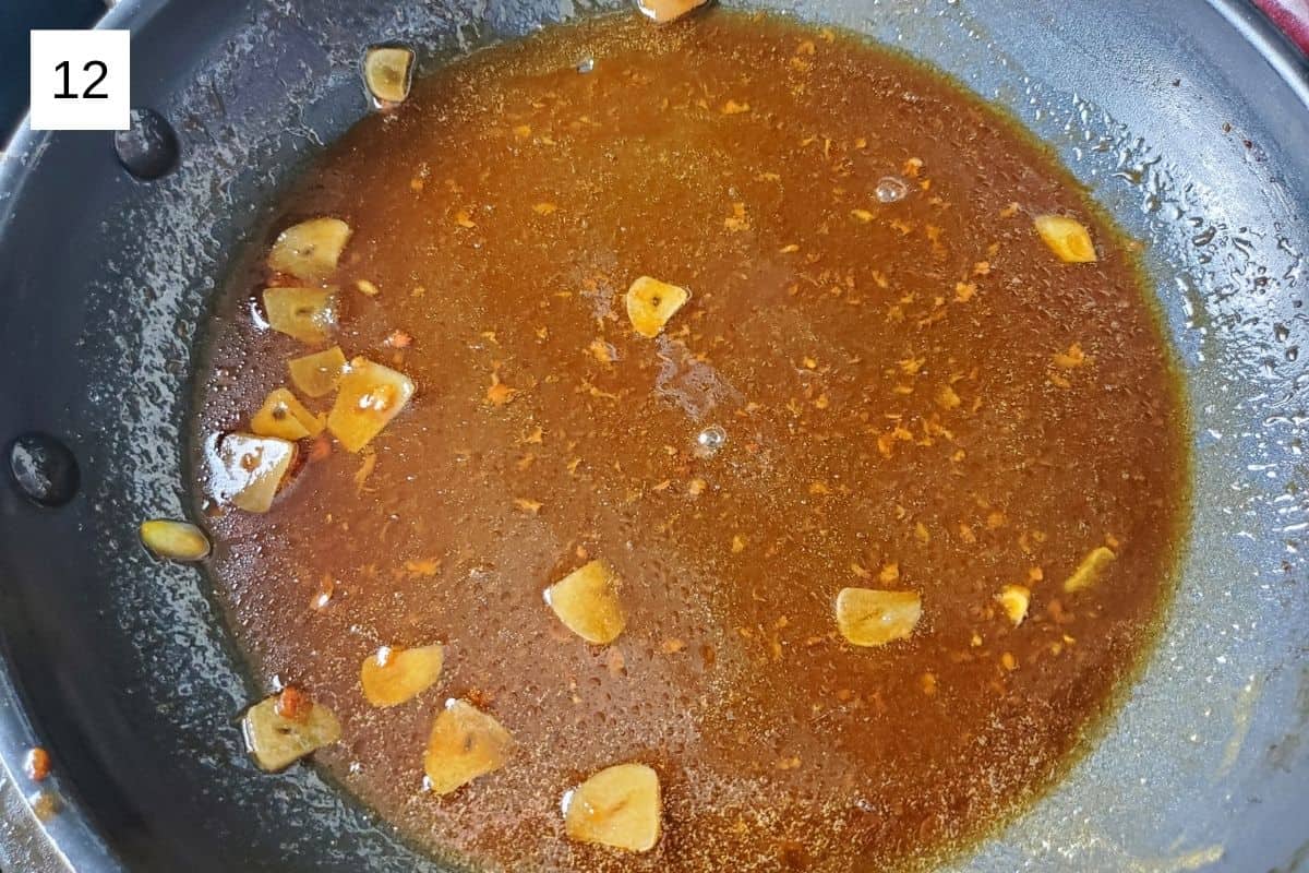 cooked sauce in a pan with no heat