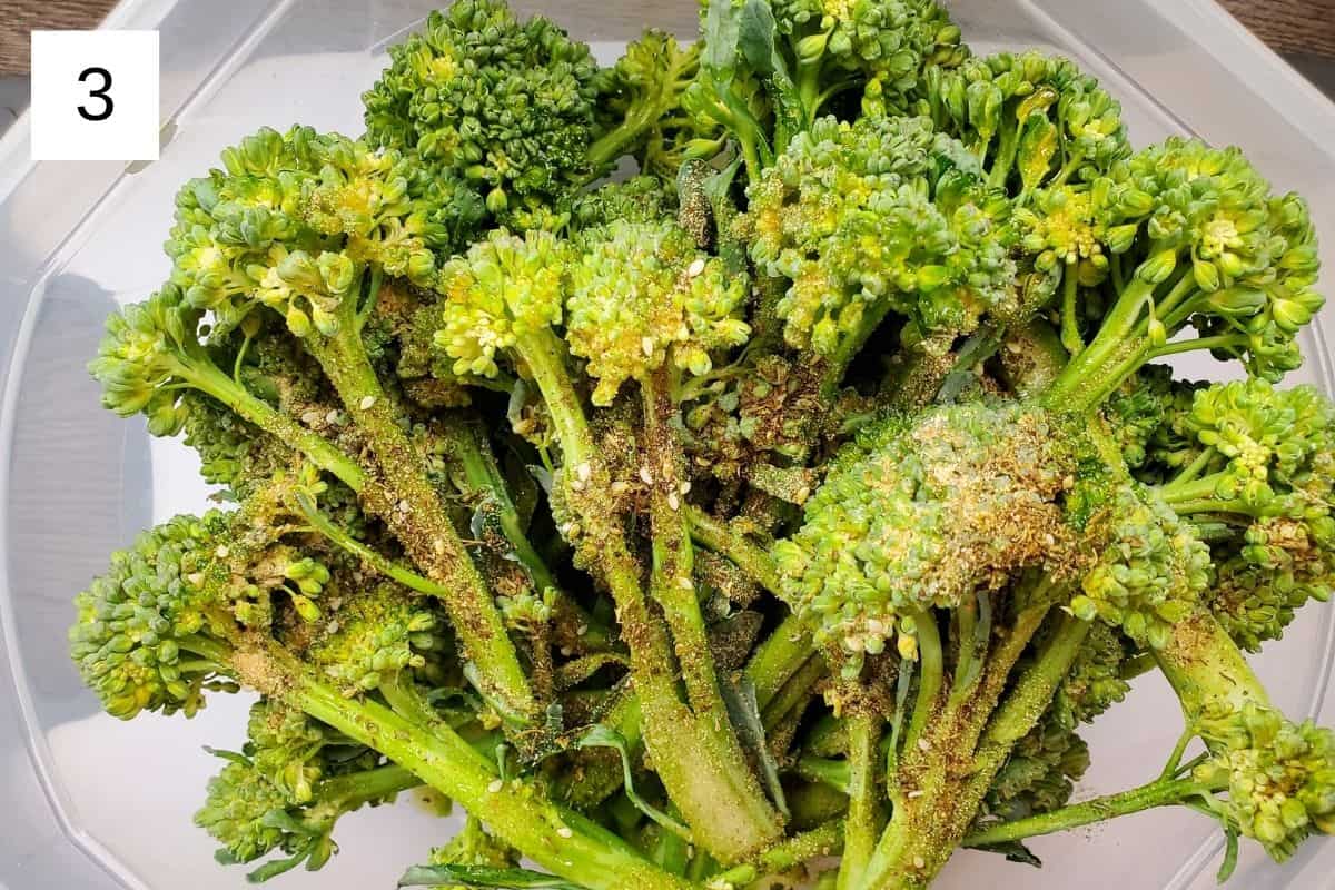 broccolini with olive oil, minced garlic, sea salt, and zata'ar.