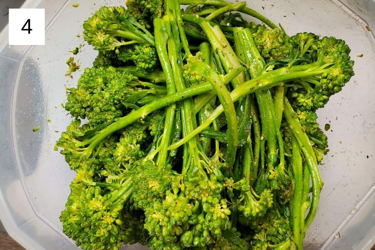 broccolini tossed in olive oil, minced garlic, sea salt, and zata'ar.