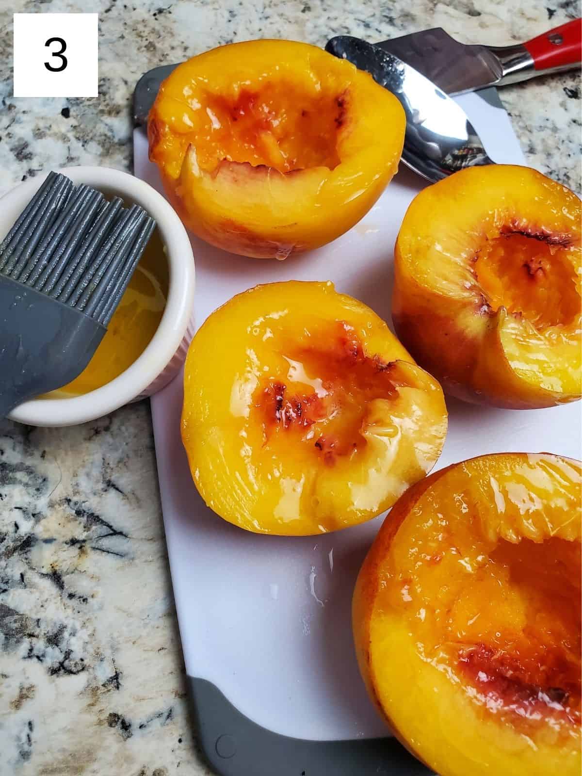ghee-coated peach halves