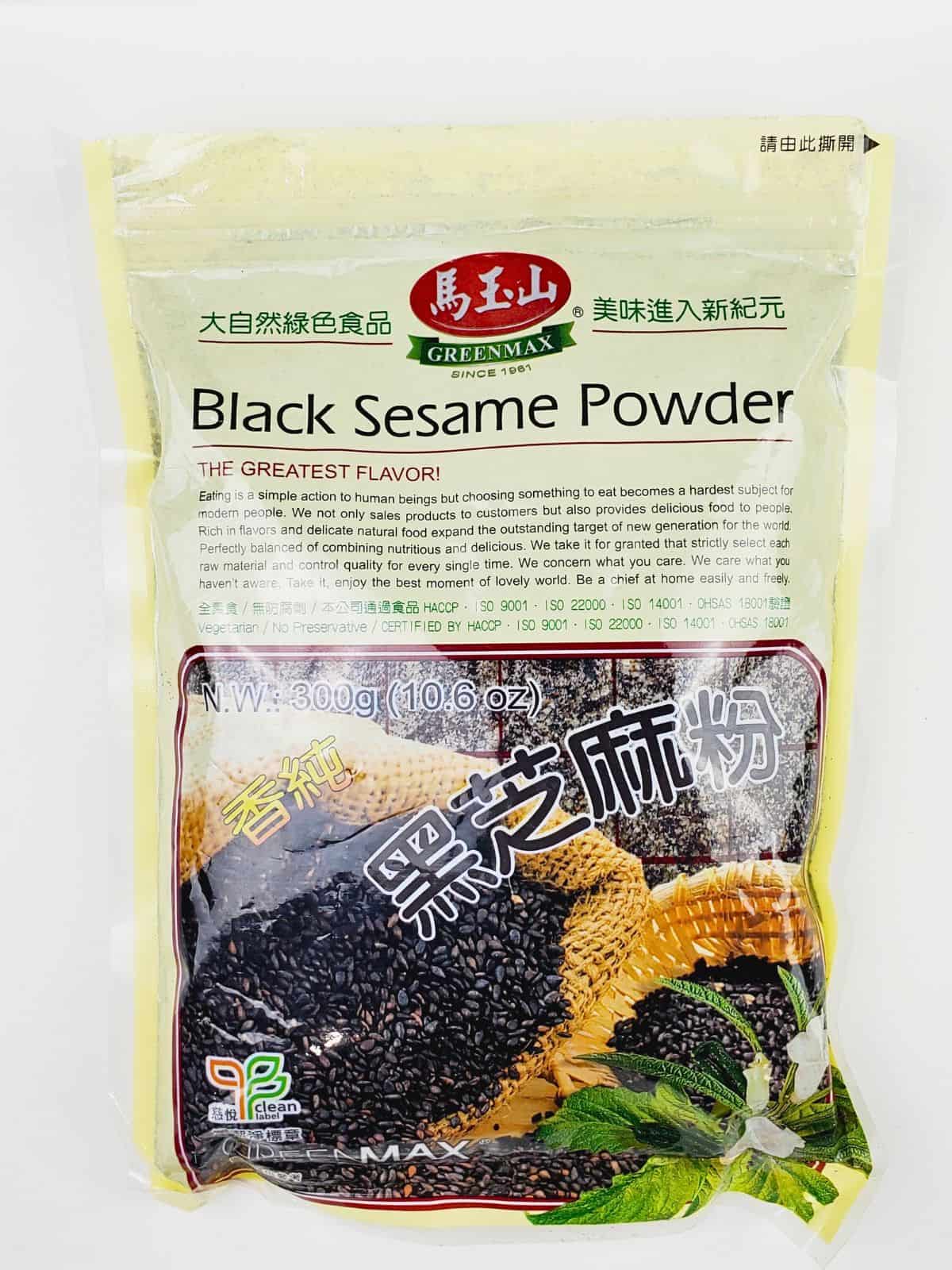 a pack of 300 grams of black sesame powder from Greenmax.