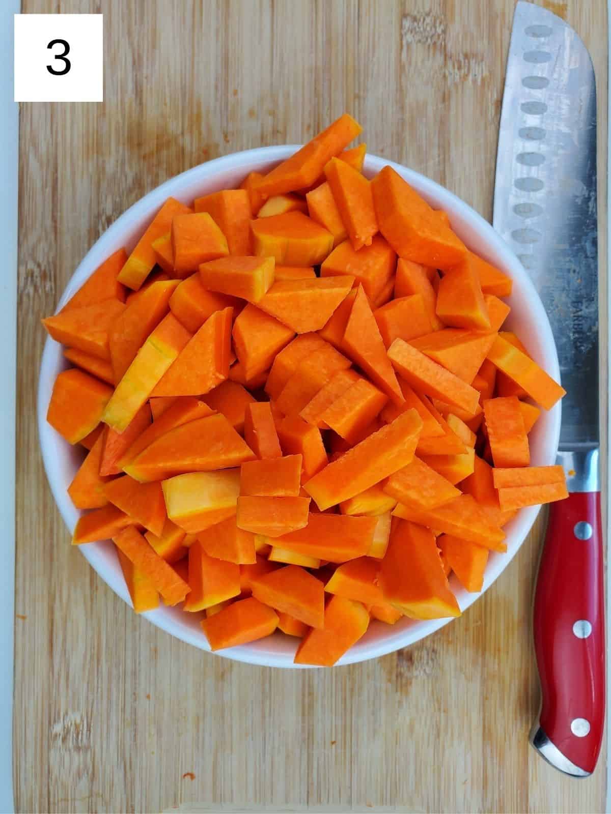 butternut squash slices in a bowl.