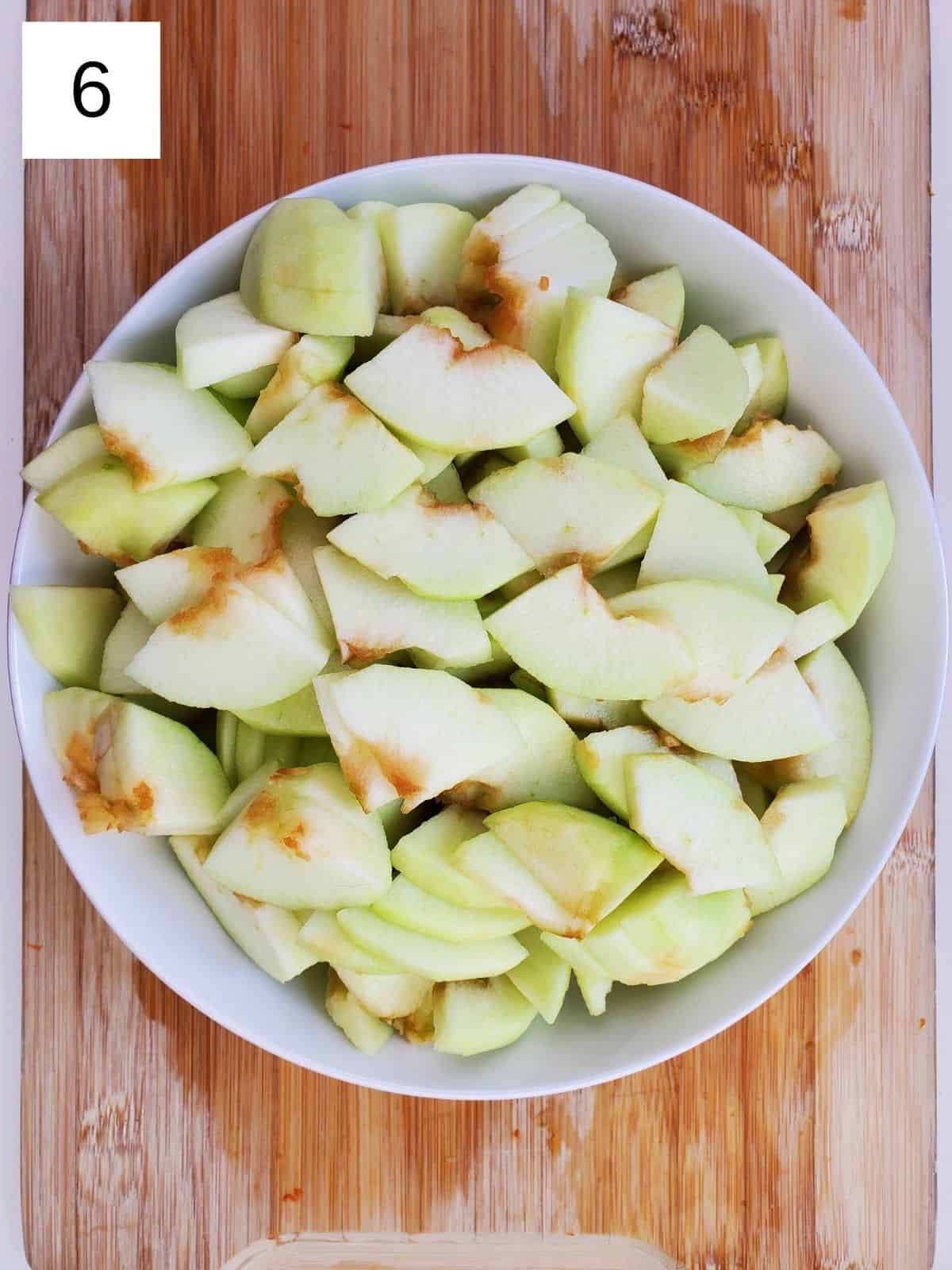apple slices in a bowl.