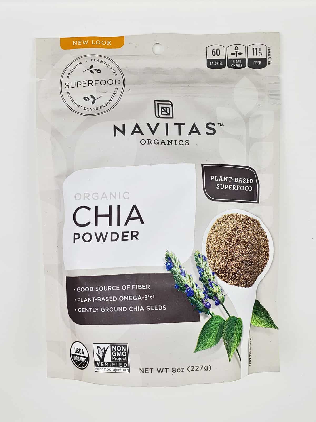 a pack of 9 oz. of organic chia powder from Navitas.