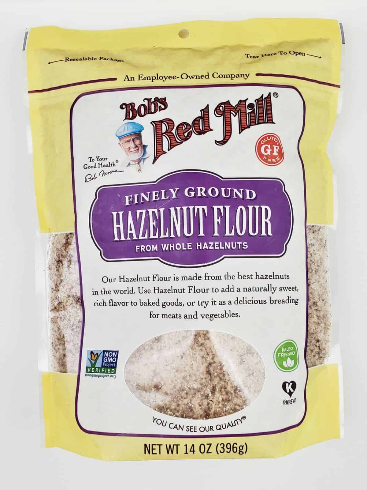 a pack of 14 oz. of hazelnut flour from Bob's Red Mill.
