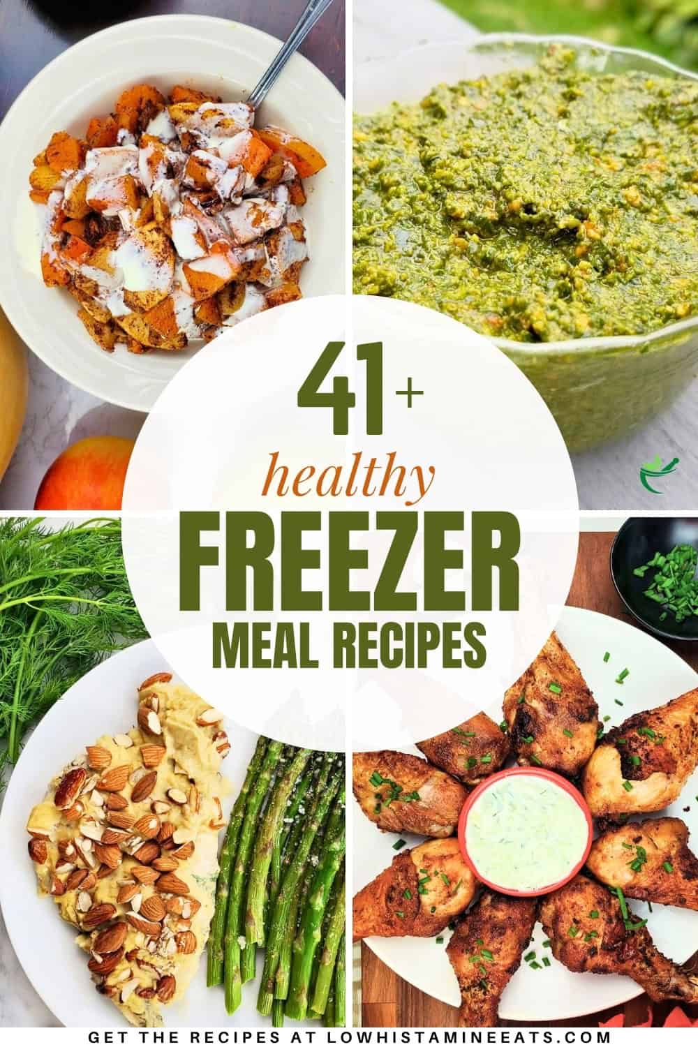 A bright and refreshing collage showcasing a variety of healthy freezer meal recipes.
