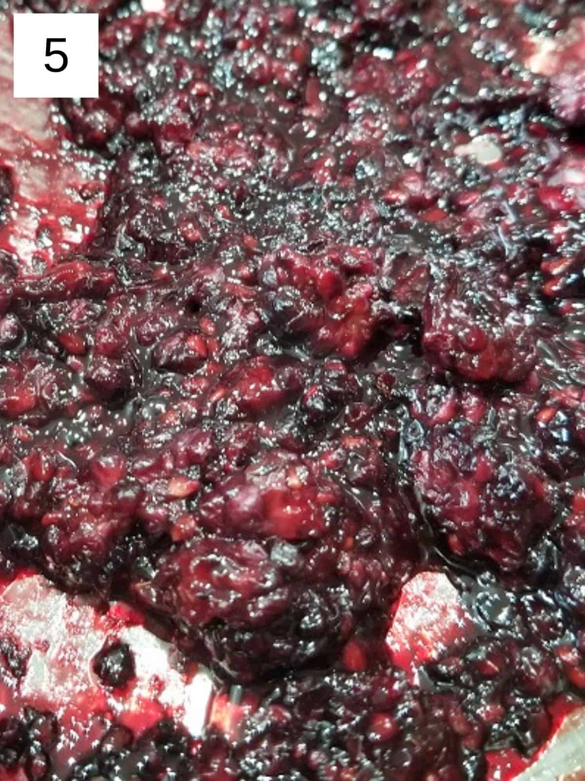 crushed and soften blackberry mixture in a saucepan.