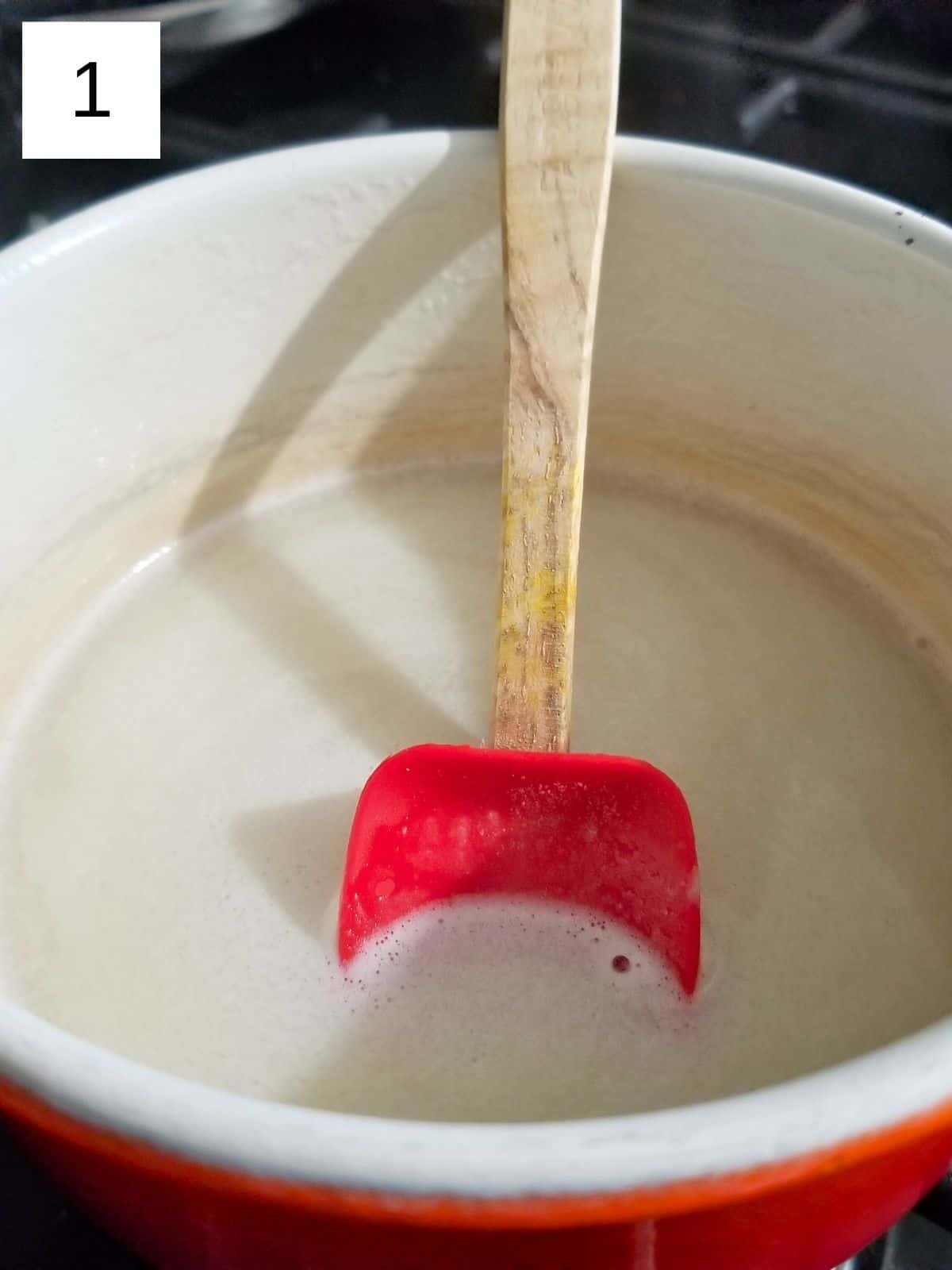 milk mixture in a saucepan.
