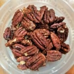 candied pecan in a container.