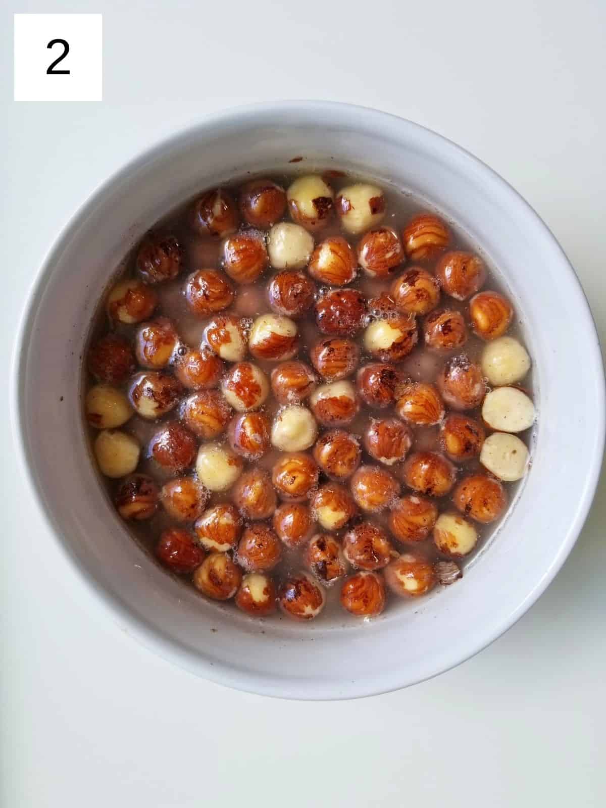 soaking the hazelnuts.