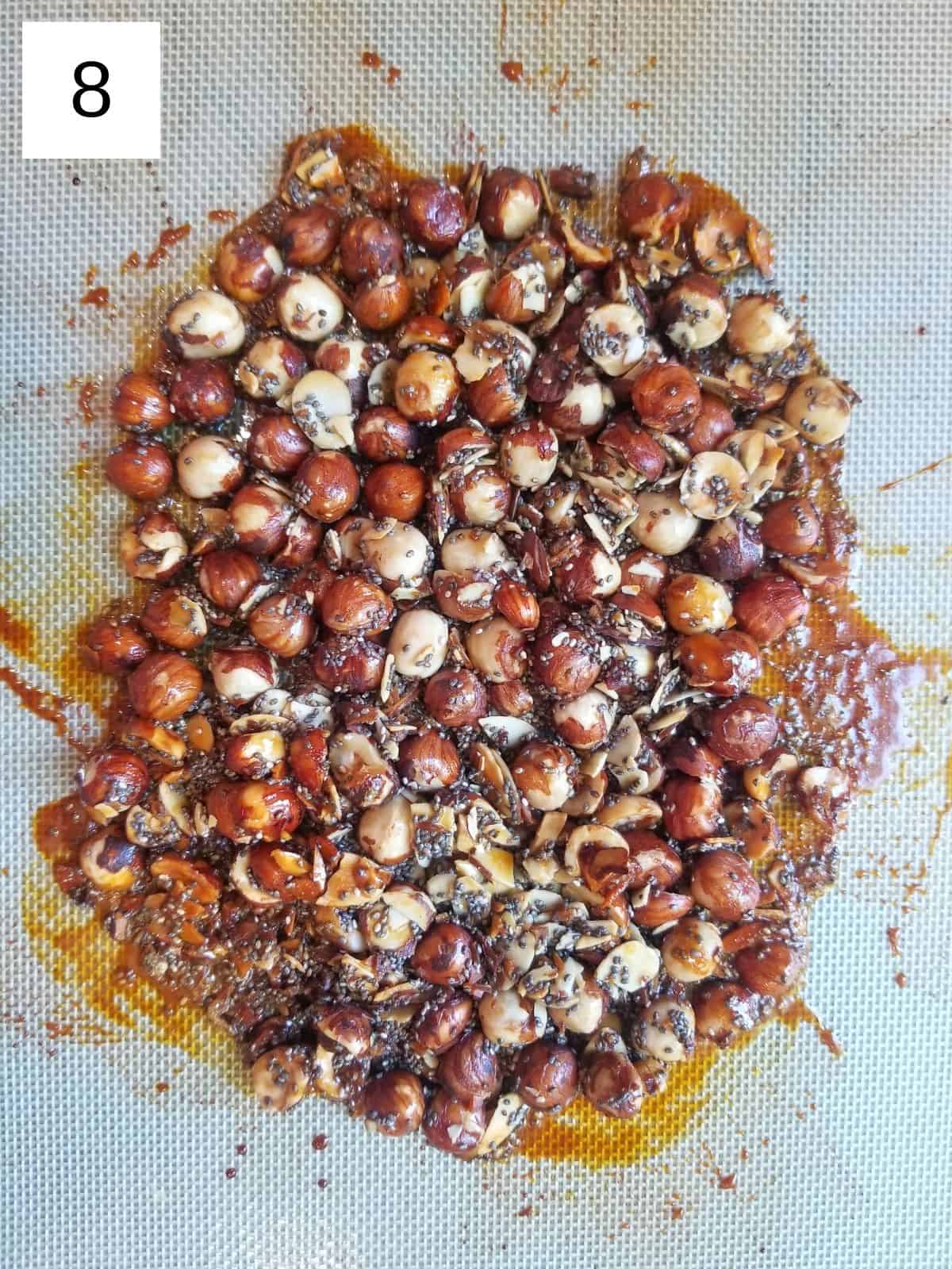 caramelized hazelnut crunch clusters with ginger