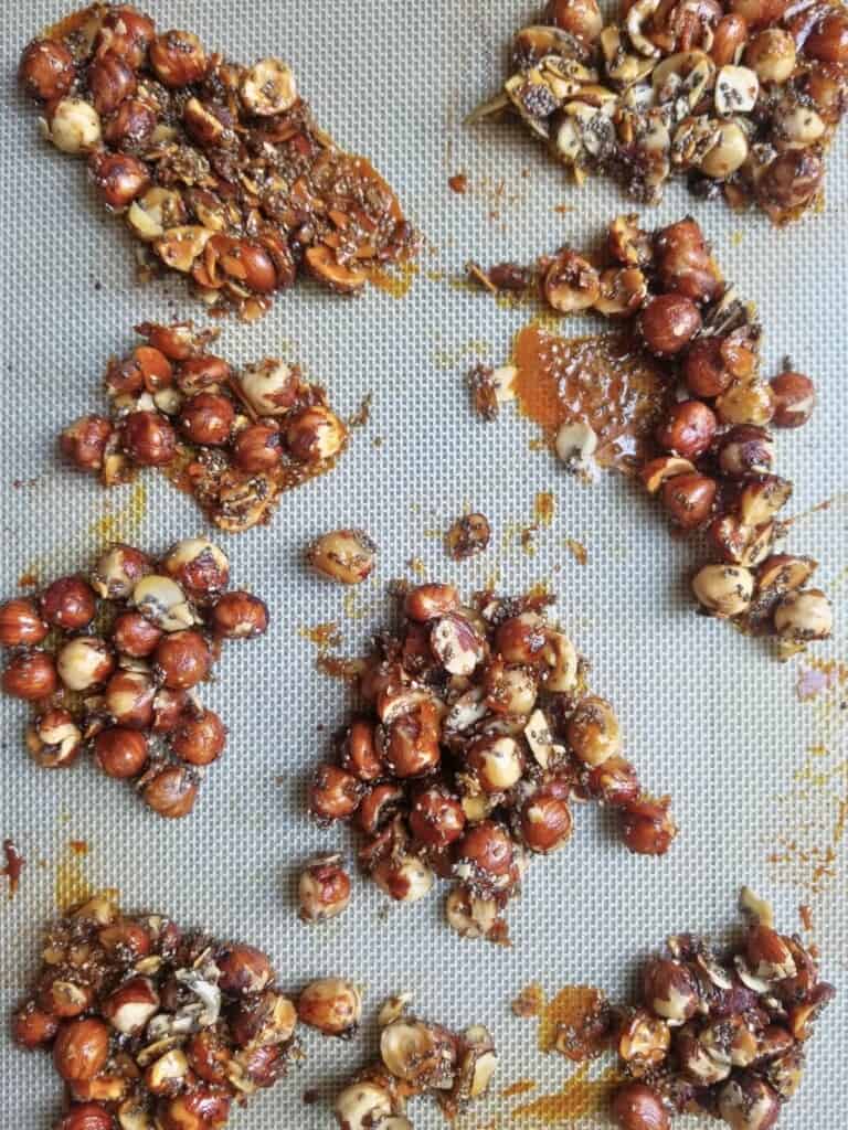 caramelized hazelnut crunch clusters with ginger.