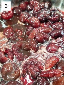 mushy cherries in a heated saucepan.