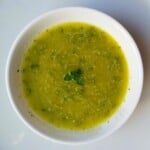 herb salad dressing with garlic in a bowl.