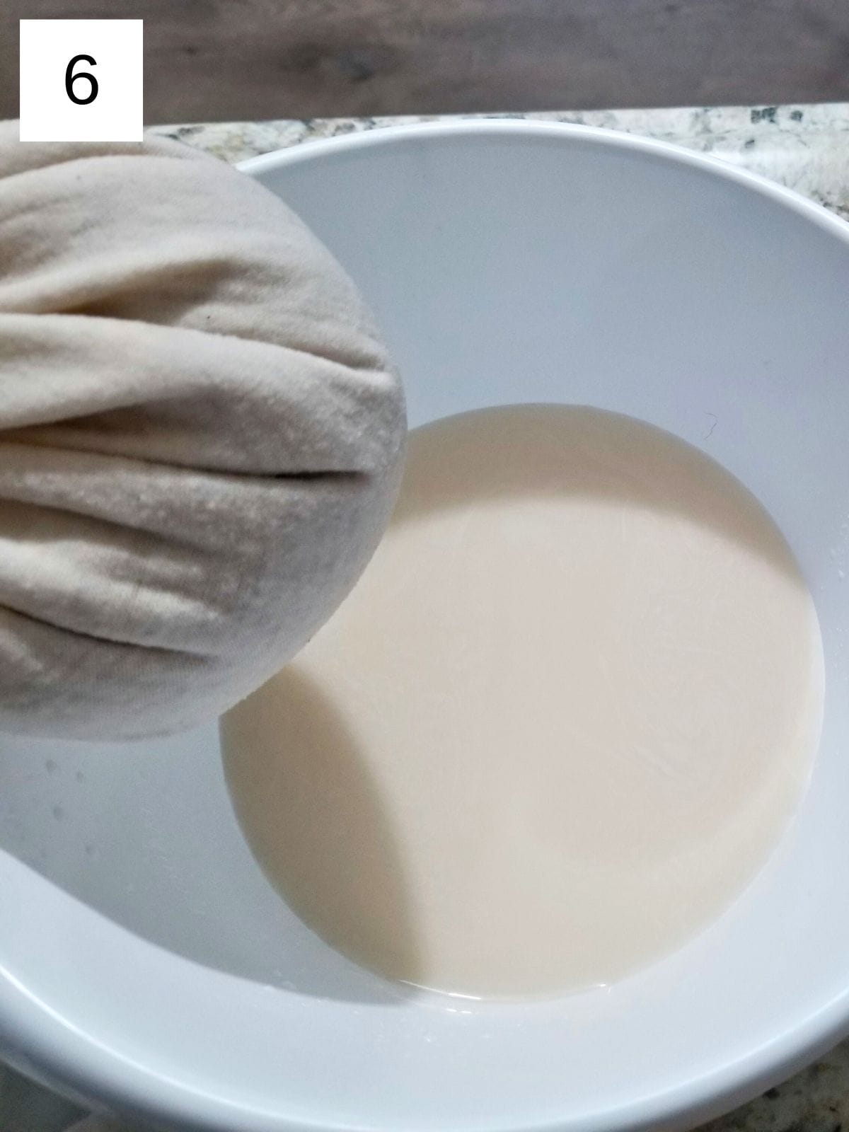 strained nut milk through a piece of cloth.