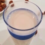 hazelnut milk in a drinking glass.
