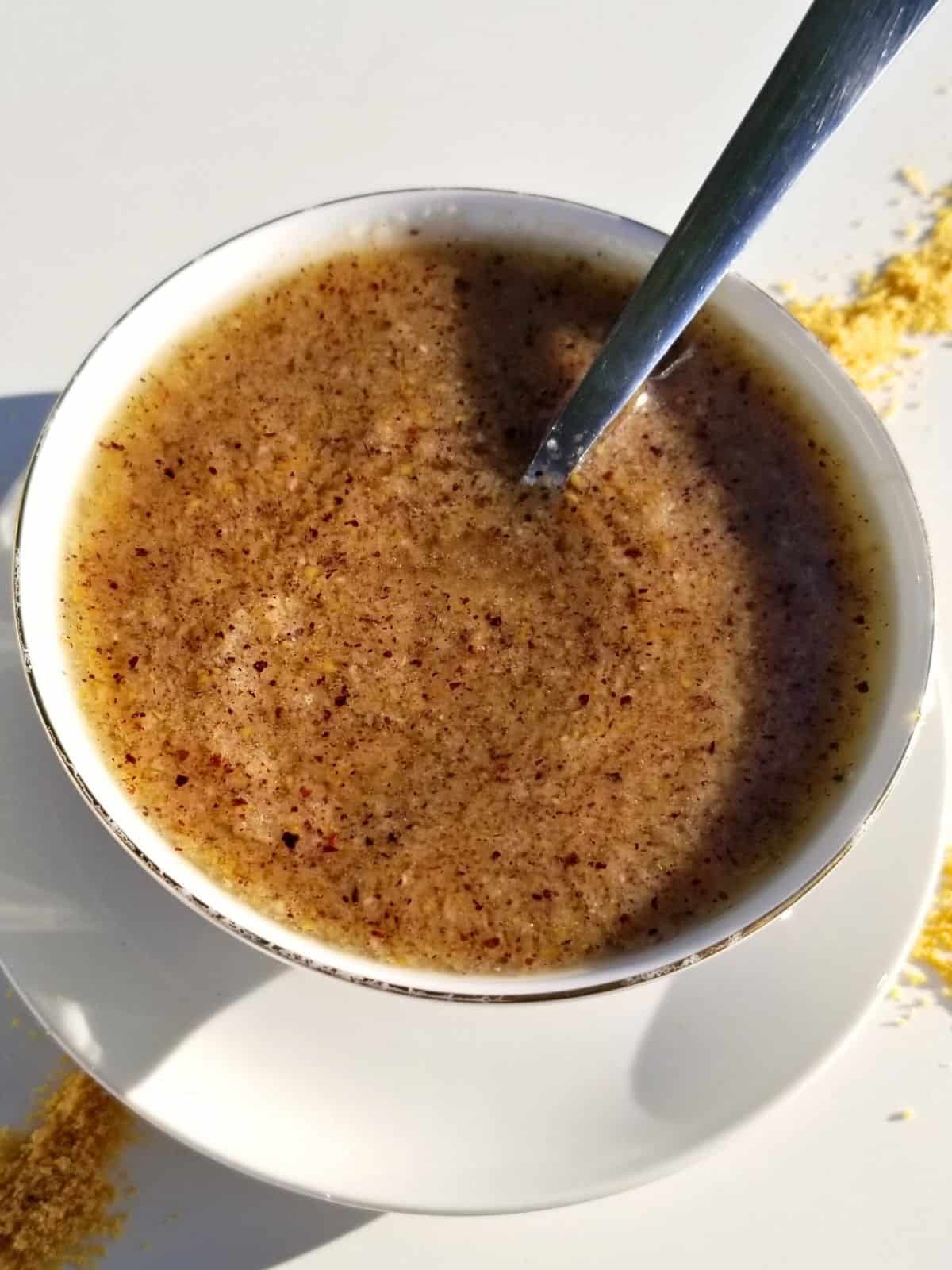 mustard toum sauce in a bowl.