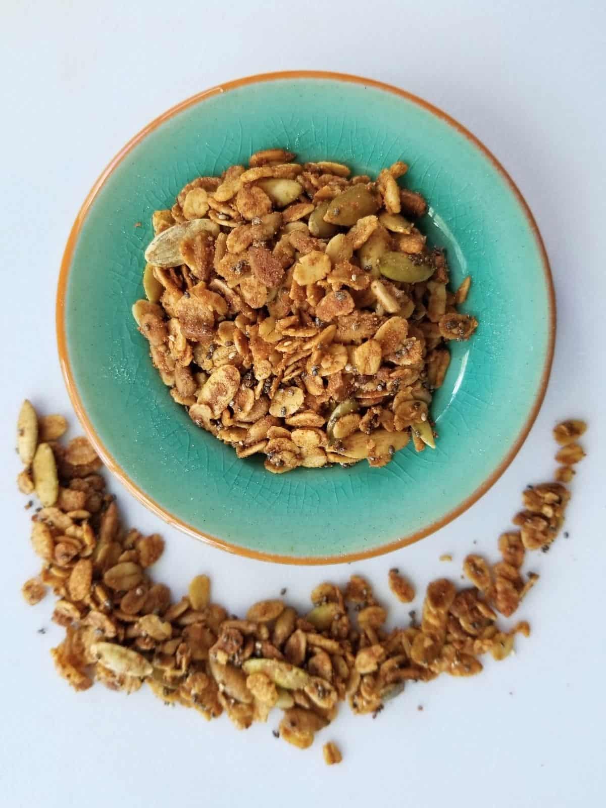 spiced granola in a bowl.