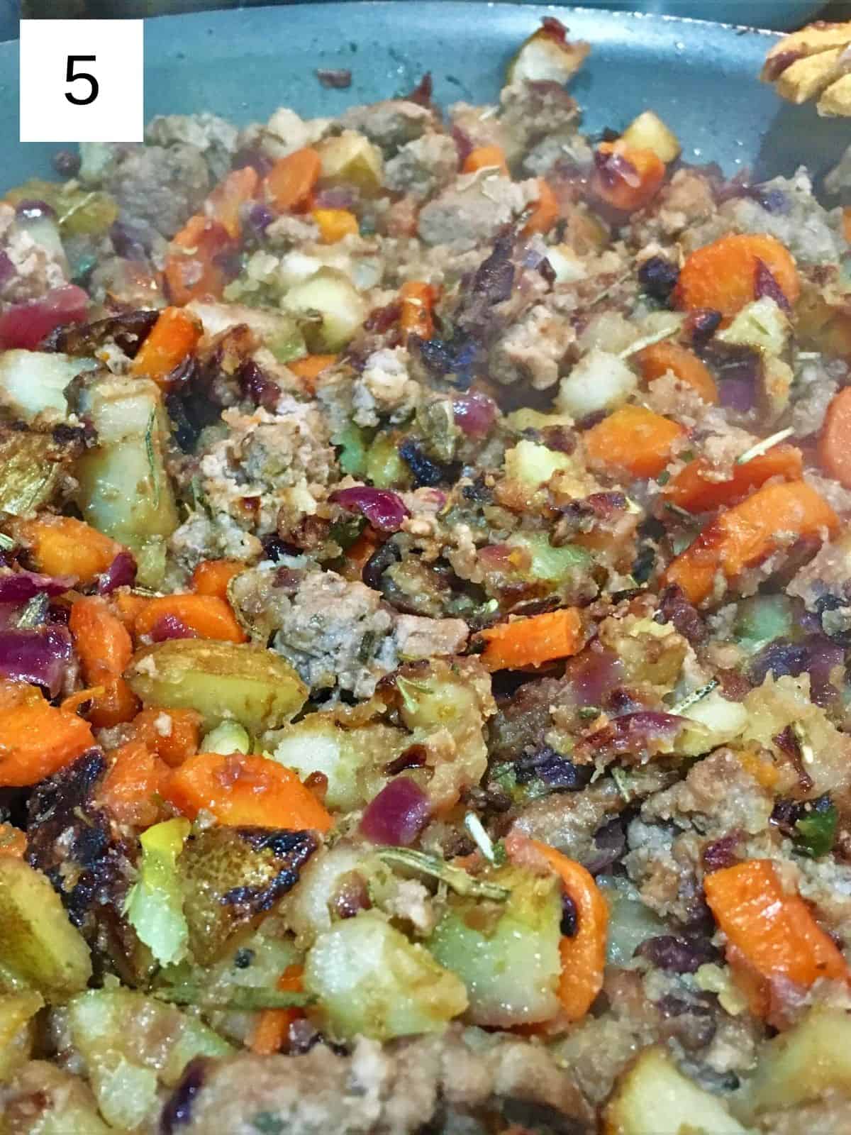 stir-fried rosemary garlic lamb skillet with potatoes.