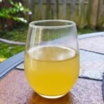 lemon basil tea in a glass.