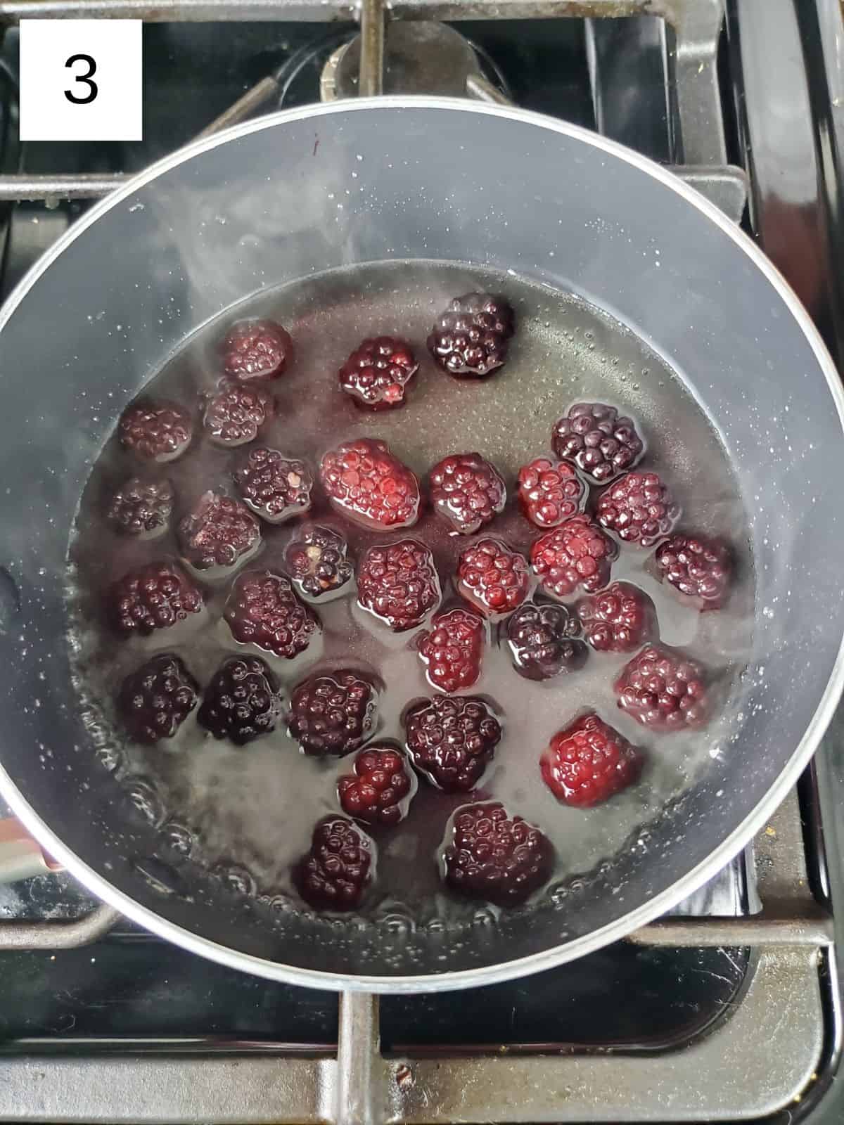 blackberries on a sugar mixture.