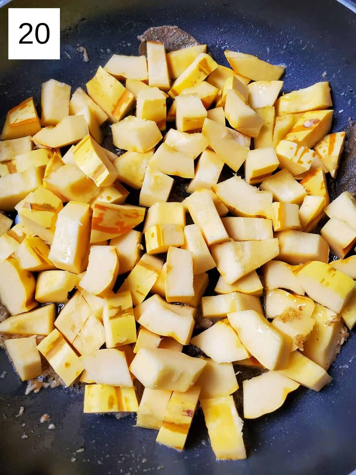delicata squash cubes in a garlic sage butter.