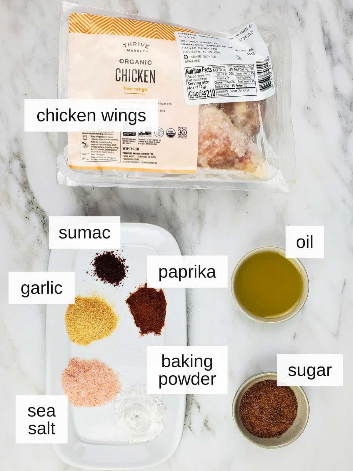 ingredients to make air fryer chicken wings.