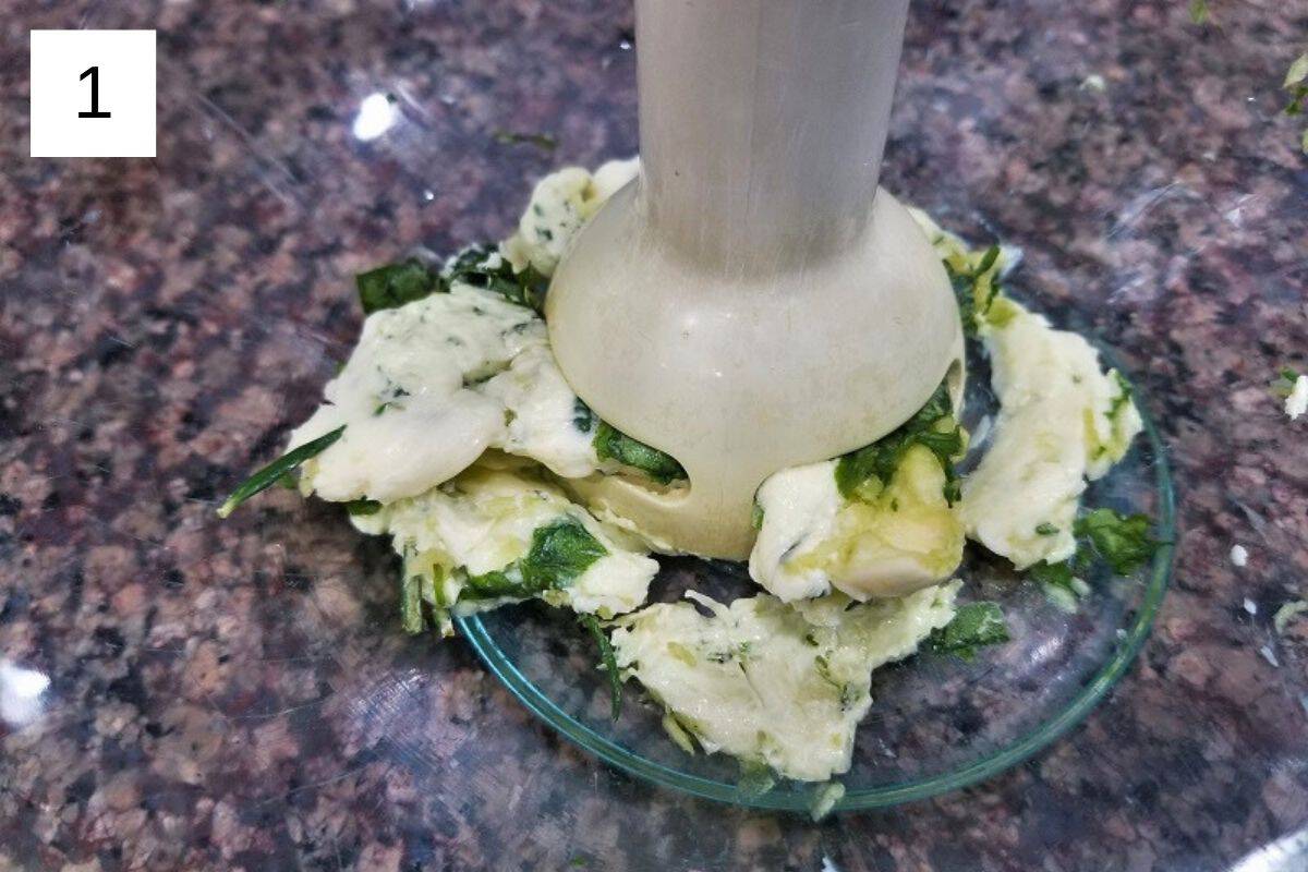 A mashed mixture of butter, herbs, salt, and garlic.