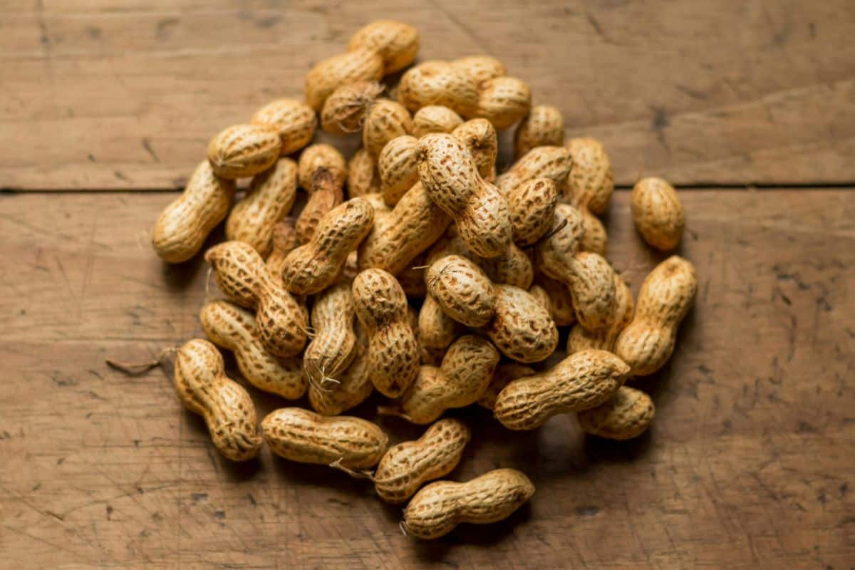 bunch of brown peanuts.