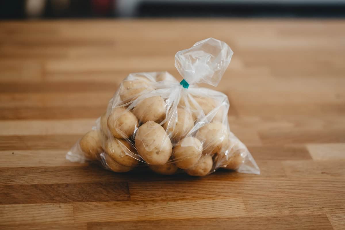 Potato marbles packed in a plastic bag. 