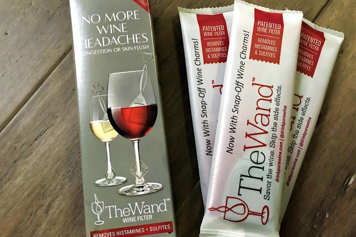 A box of wine wand and its contents. 