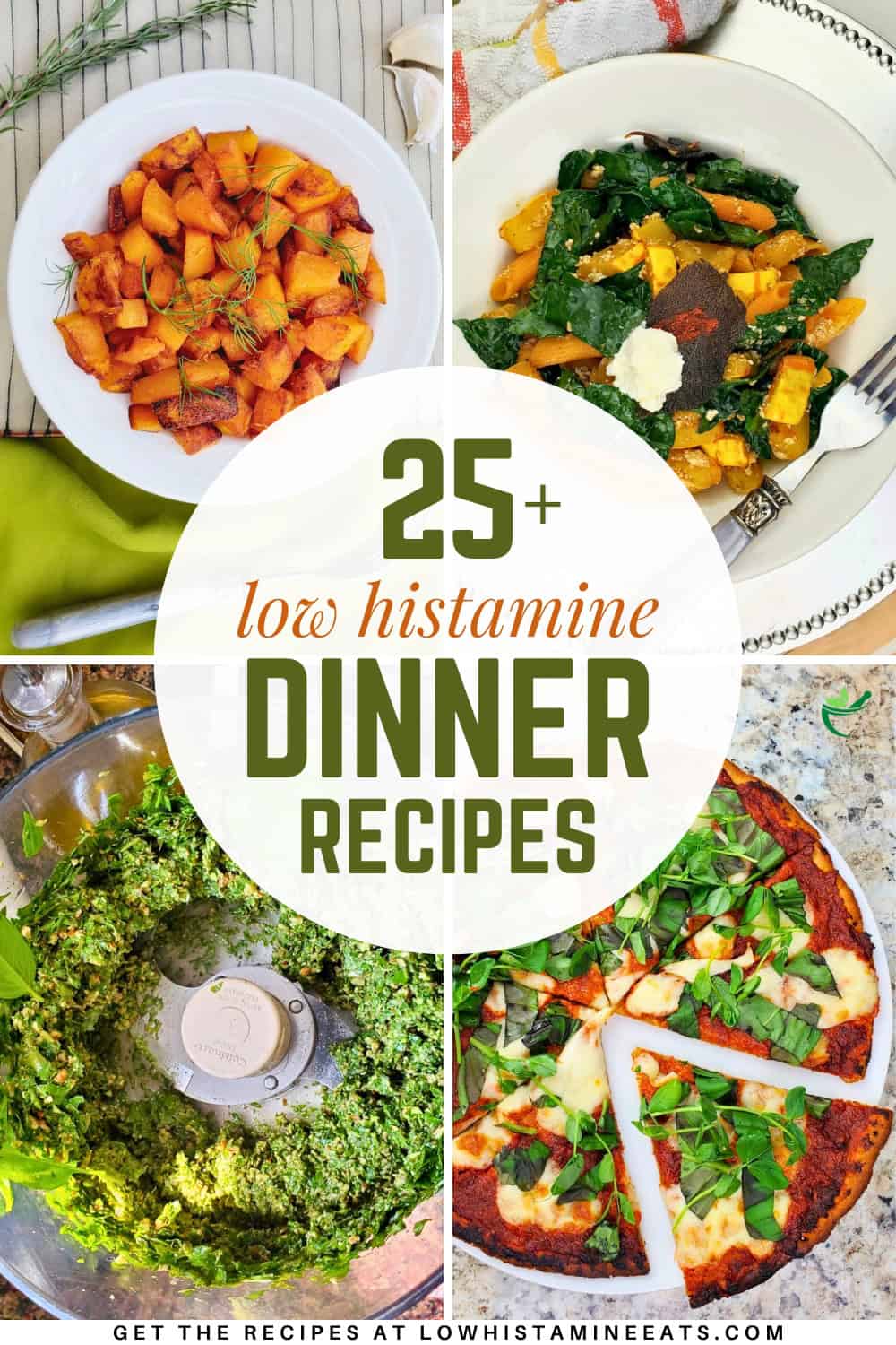 A bright and refreshing collage showcasing a variety of low histamine dinner recipes