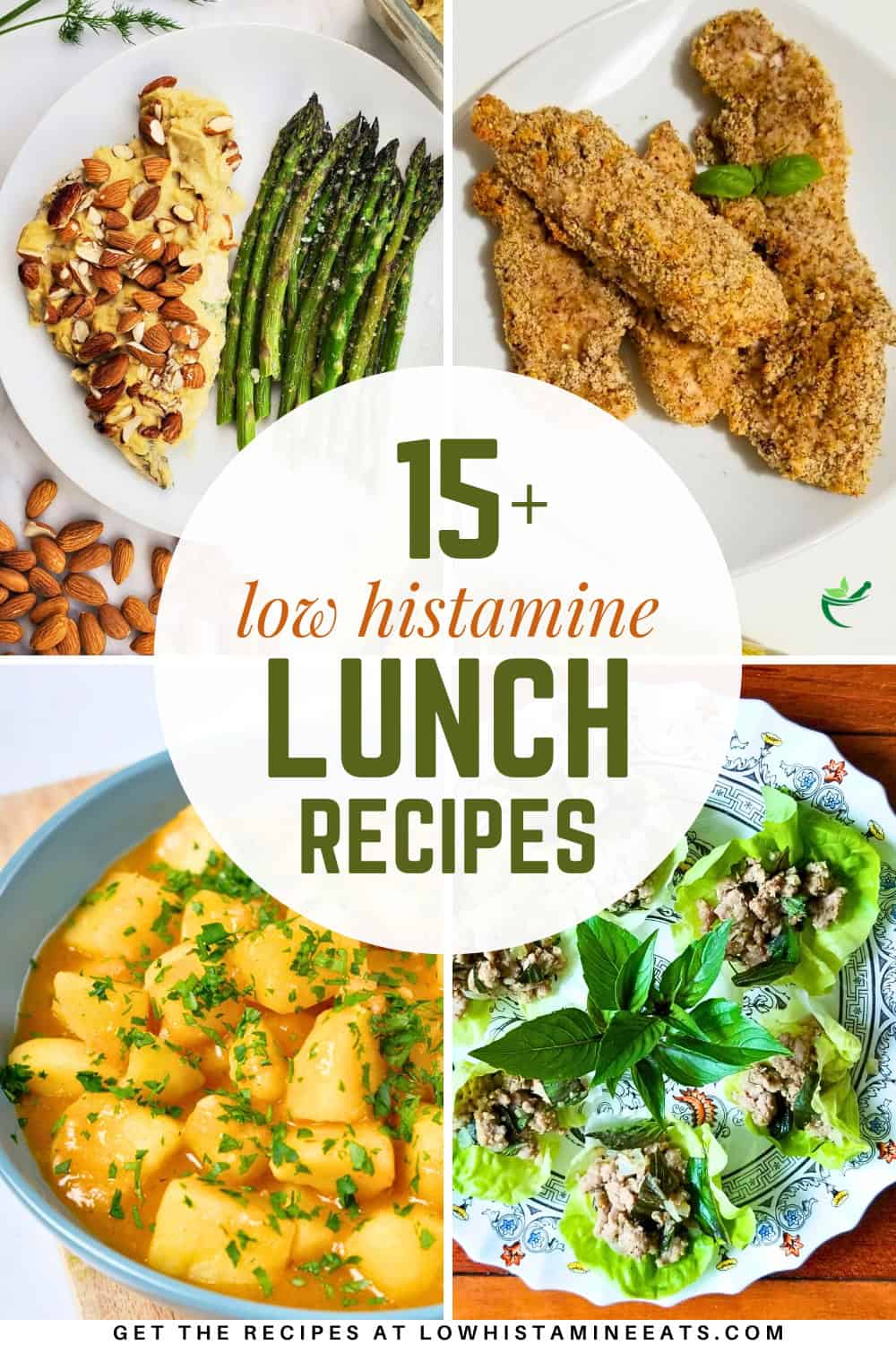 A colorful collage displaying a variety of low histamine lunch recipes.