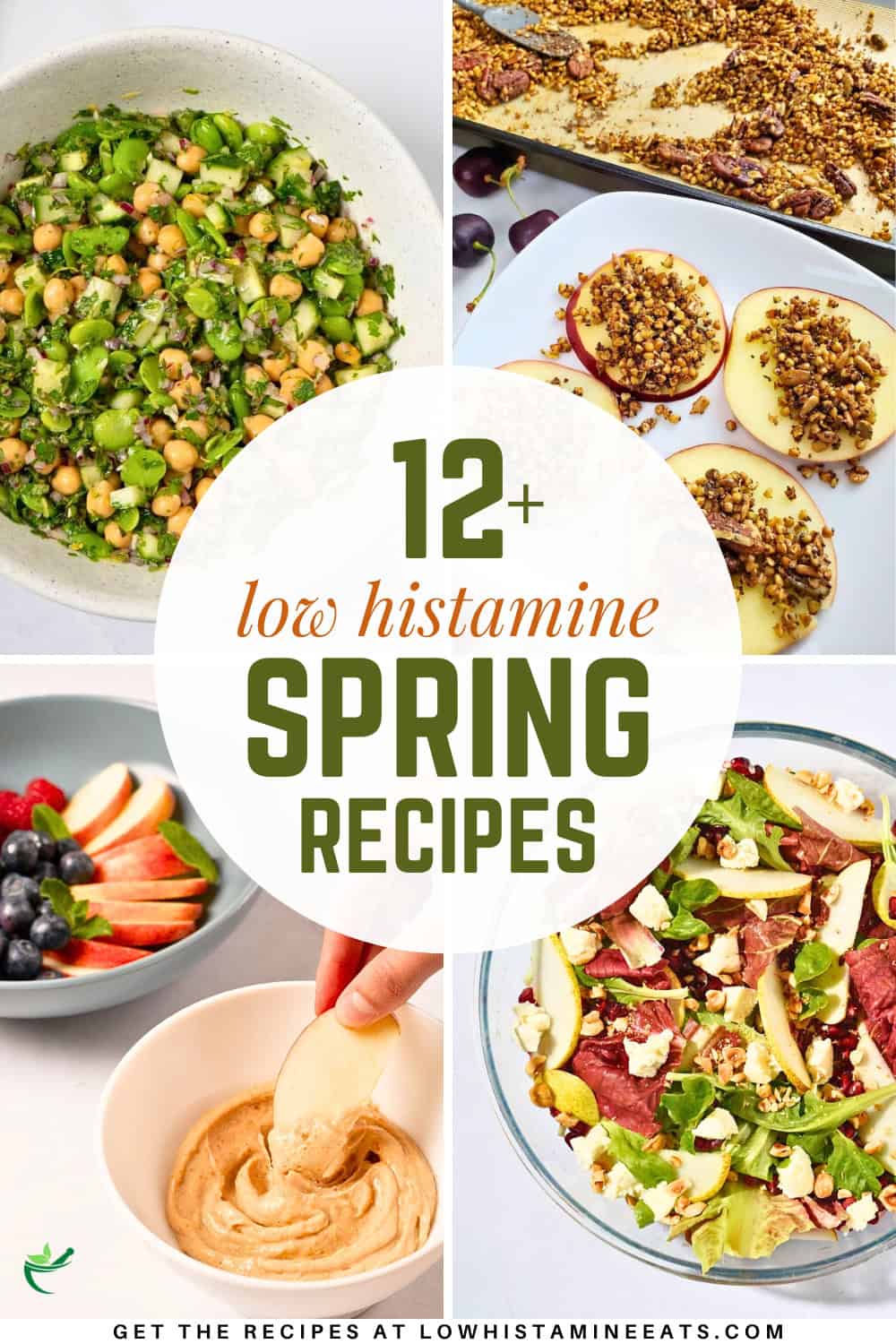 A vibrant collage featuring a variety of fresh, colorful low histamine spring recipes.