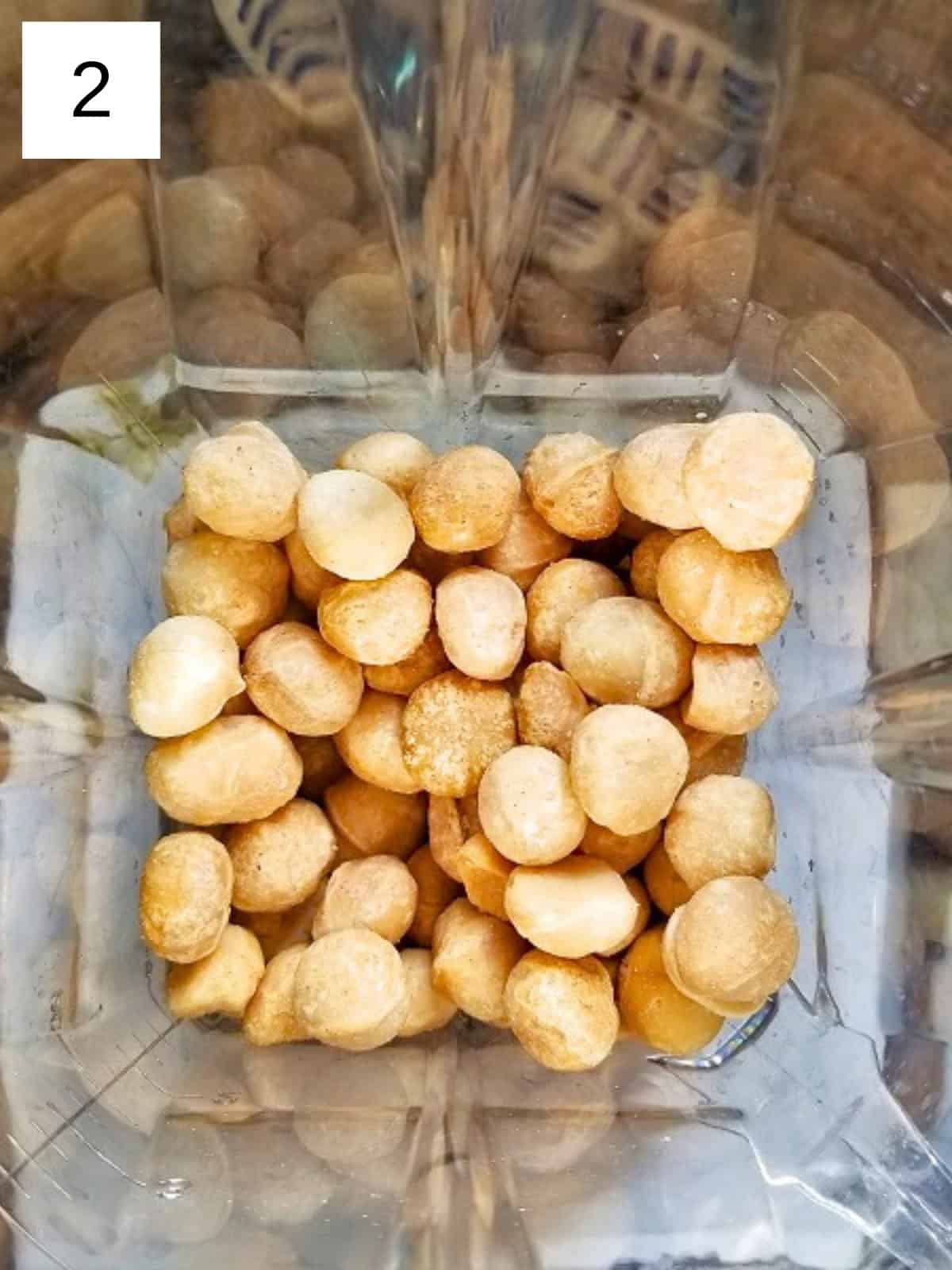 macadamia nuts in a blender.